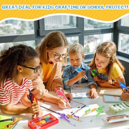 48-Piece Colorful Geometry Compass Set for Students