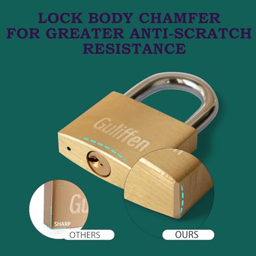 Guliffen Solid Brass Keyed Padlock 1-9/16