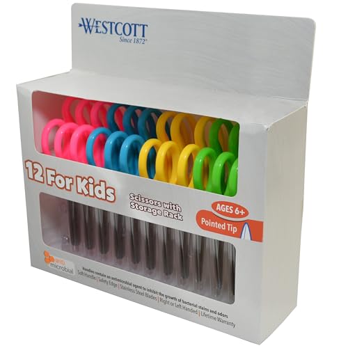 Westcott Kid-Safe 5” Pointed Scissors, 12 Pack