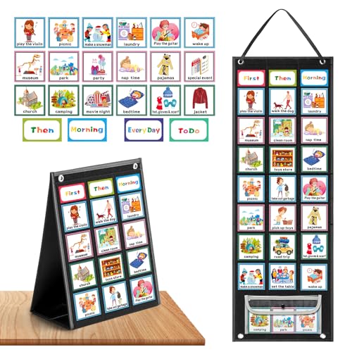 Large Visual Schedule Chart with 92 Cards for Kids