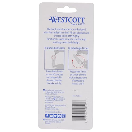 Westcott Safety Compass for Geometry and Drafting