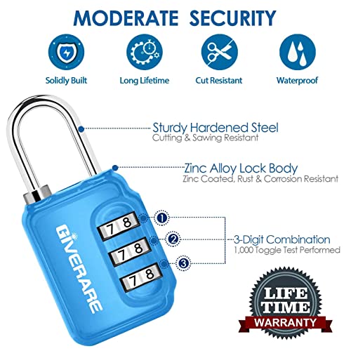 2-Pack Keyless 3-Digit Combination Locks