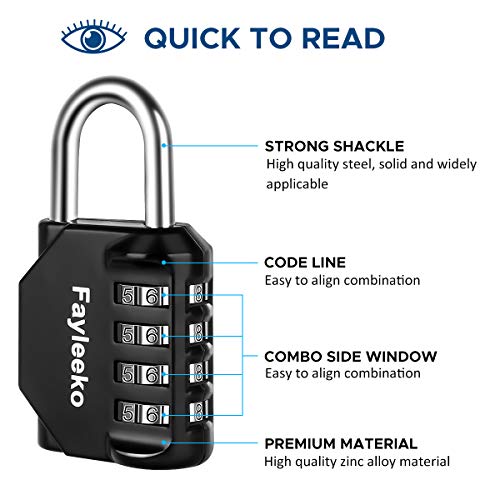 Fayleeko 4-Digit Padlock Set for Lockers