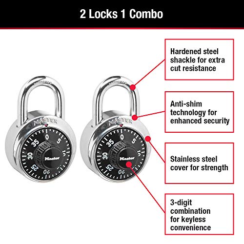Master Lock 1500T Combination Padlocks - 2 Pack