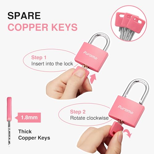 Pink Keyed Padlock Set, 2 Pack 1.1 Inch