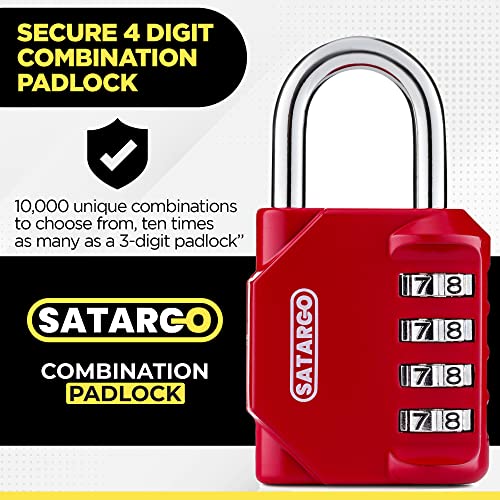 Satargo 4-Digit Gym Locker Combination Lock - Red