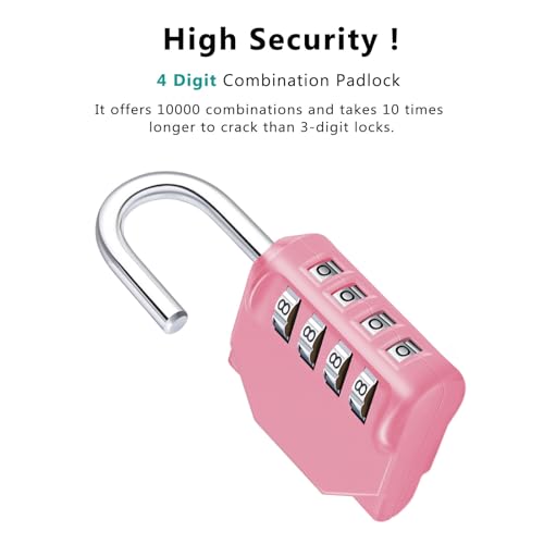 ZHEGE 4-Digit Pink Combination Padlock for Schools