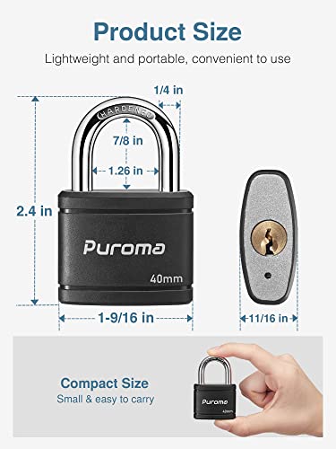 Puroma 2-Pack Heavy-Duty Locker Padlocks