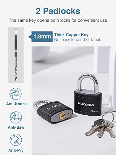 Puroma 2-Pack Heavy-Duty Locker Padlocks