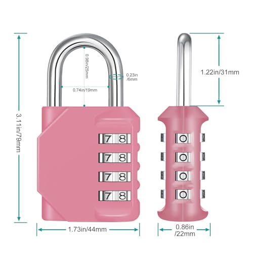 ZHEGE 4-Digit Pink Combination Padlock for Schools