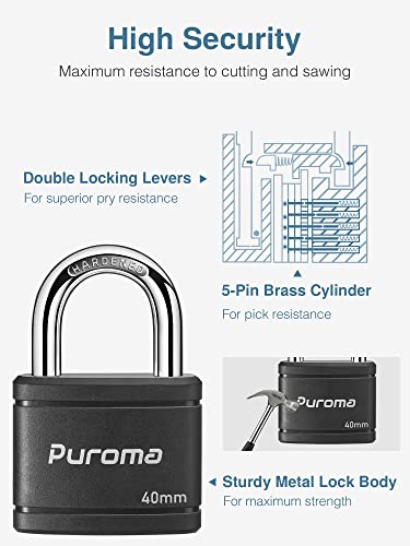 Puroma 2-Pack Heavy-Duty Locker Padlocks