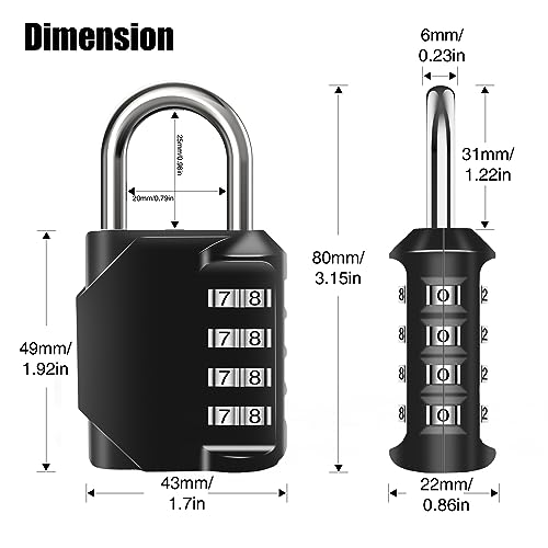 SUTOUG Waterproof 4-Digit Combination Lock - Black