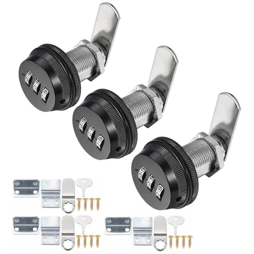 3-Pack Security Combination Cabinet Locks - Black