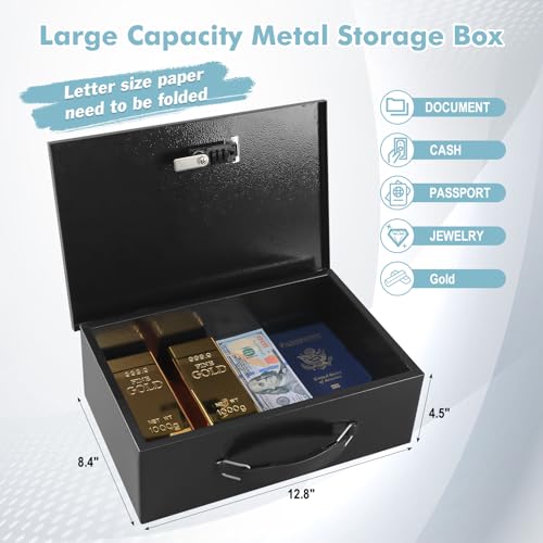 Fireproof Lock Box with Dual Lock Security System