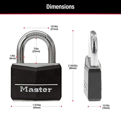 Master Lock Black Aluminum Padlock for Gym Lockers