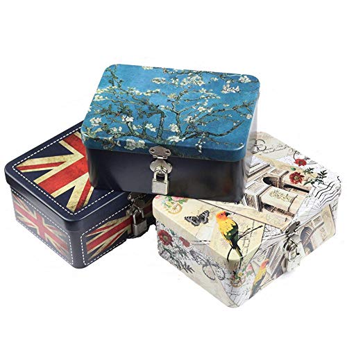 Retro Tinplate Storage Box with Padlock - Multi-Use