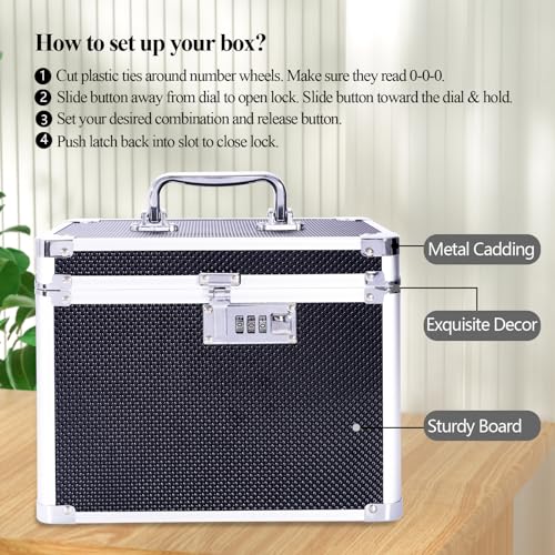 Secure Combination Lock Box for Valuables and Documents