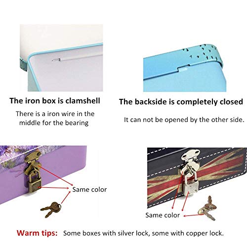 Retro Tinplate Storage Box with Padlock - Multi-Use