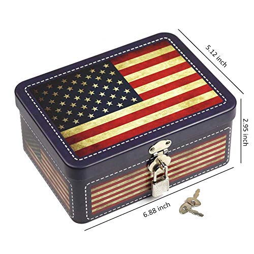 Retro Tinplate Storage Box with Padlock - Multi-Use