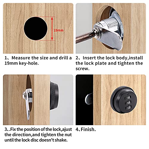 3-Pack Security Combination Cabinet Locks - Black