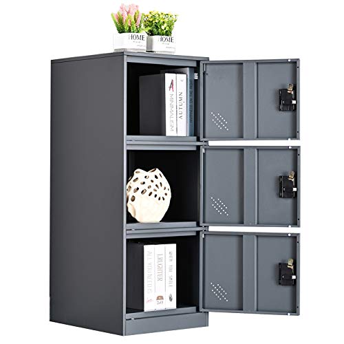 MECOLOR Vertical Small Locker with Padlock - Dark Grey