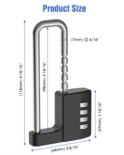 YogePote 4-Digit Combination Padlock - Black