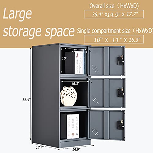 MECOLOR Vertical Small Locker with Padlock - Dark Grey