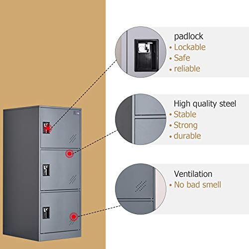MECOLOR Vertical Small Locker with Padlock - Dark Grey