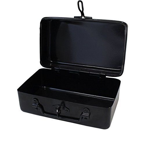 Secure Black Steel Lock Box for Valuables