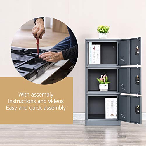 MECOLOR Vertical Small Locker with Padlock - Dark Grey