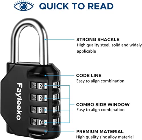 4-Digit Combination Padlock for School Lockers (2 Pack)