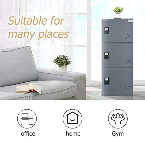 MECOLOR Vertical Small Locker with Padlock - Dark Grey