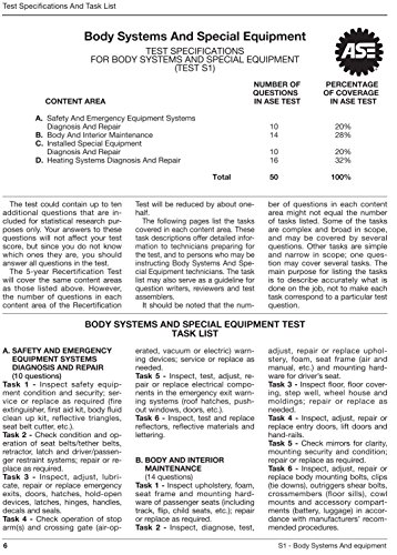 ASE S1 Study Guide for Body Systems Test Prep