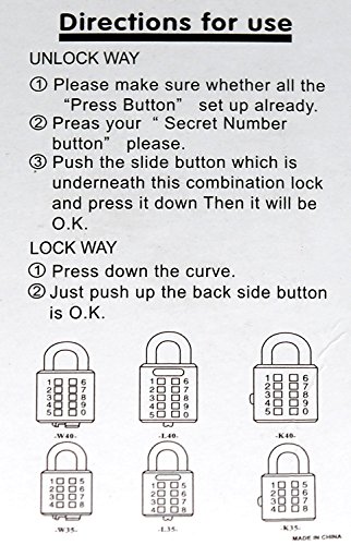 Tactile Button Combination Padlock for School Gear