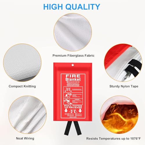 2 Pack Flame Retardant Fire Safety Blankets