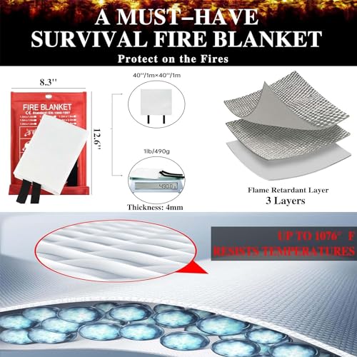 2 Pack Flame Retardant Fire Safety Blankets