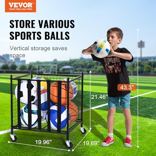 VEVOR Lockable Rolling Sports Ball Storage Cart