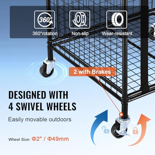 VEVOR Lockable Rolling Sports Ball Storage Cart
