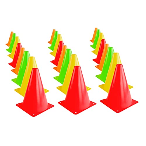 Neon Colored Training Cones Set - 24 Pack