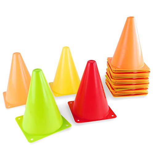 Neon Colored Training Cones Set - 24 Pack