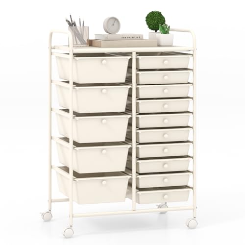Giantex 15-Drawer Rolling Cart for School Supplies