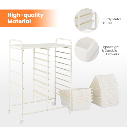 Giantex 15-Drawer Rolling Cart for School Supplies