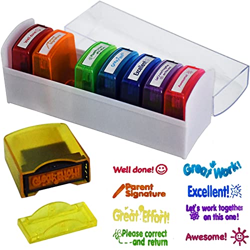 Bertiveny Self-Inking Teacher Stamp Set - 8 pcs