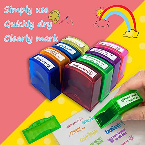 Bertiveny Self-Inking Teacher Stamp Set - 8 pcs