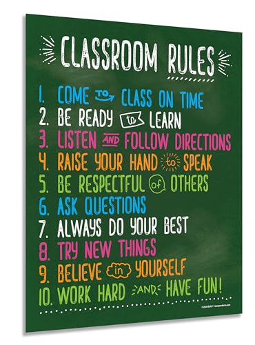 ZOCO Laminated Classroom Rules Poster - 17x22 Inches