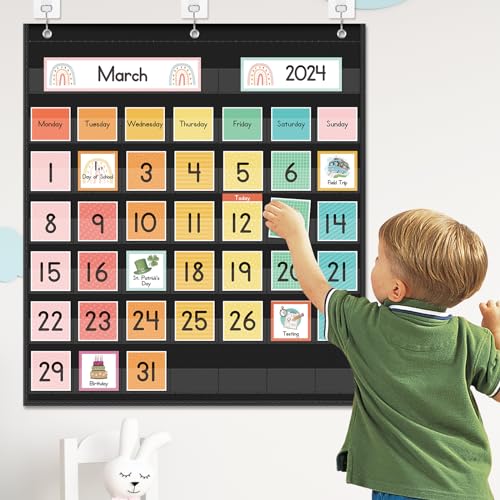 Colorful Rainbow Calendar Pocket Chart for Kids