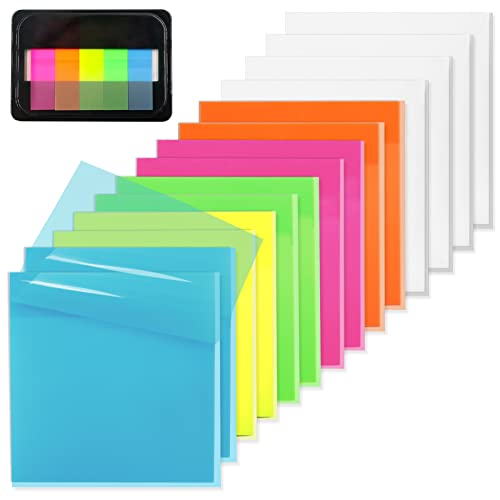 800 Sheets Transparent Sticky Notes - 6 Bright Colors