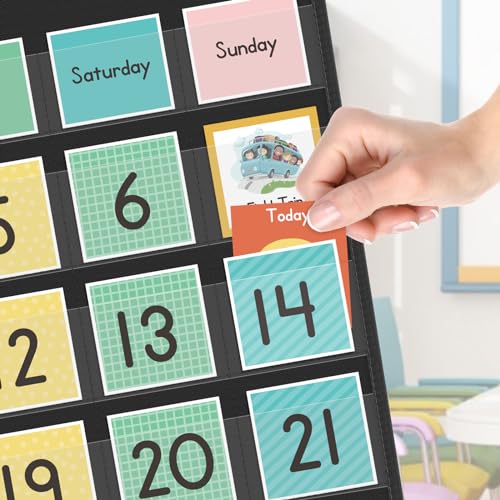 Colorful Rainbow Calendar Pocket Chart for Kids