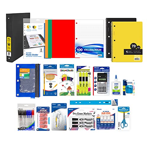 BAZIC Middle High School Supplies Kit, 65 Pieces