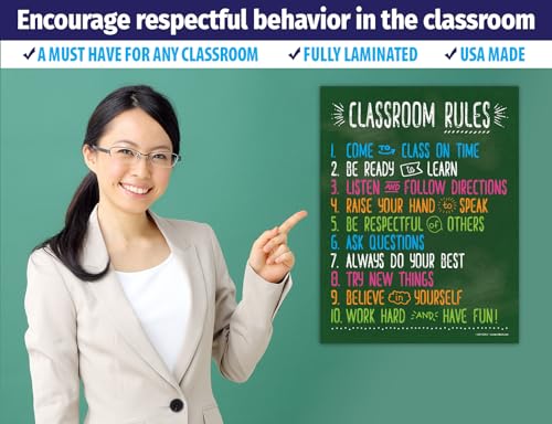 ZOCO Laminated Classroom Rules Poster - 17x22 Inches